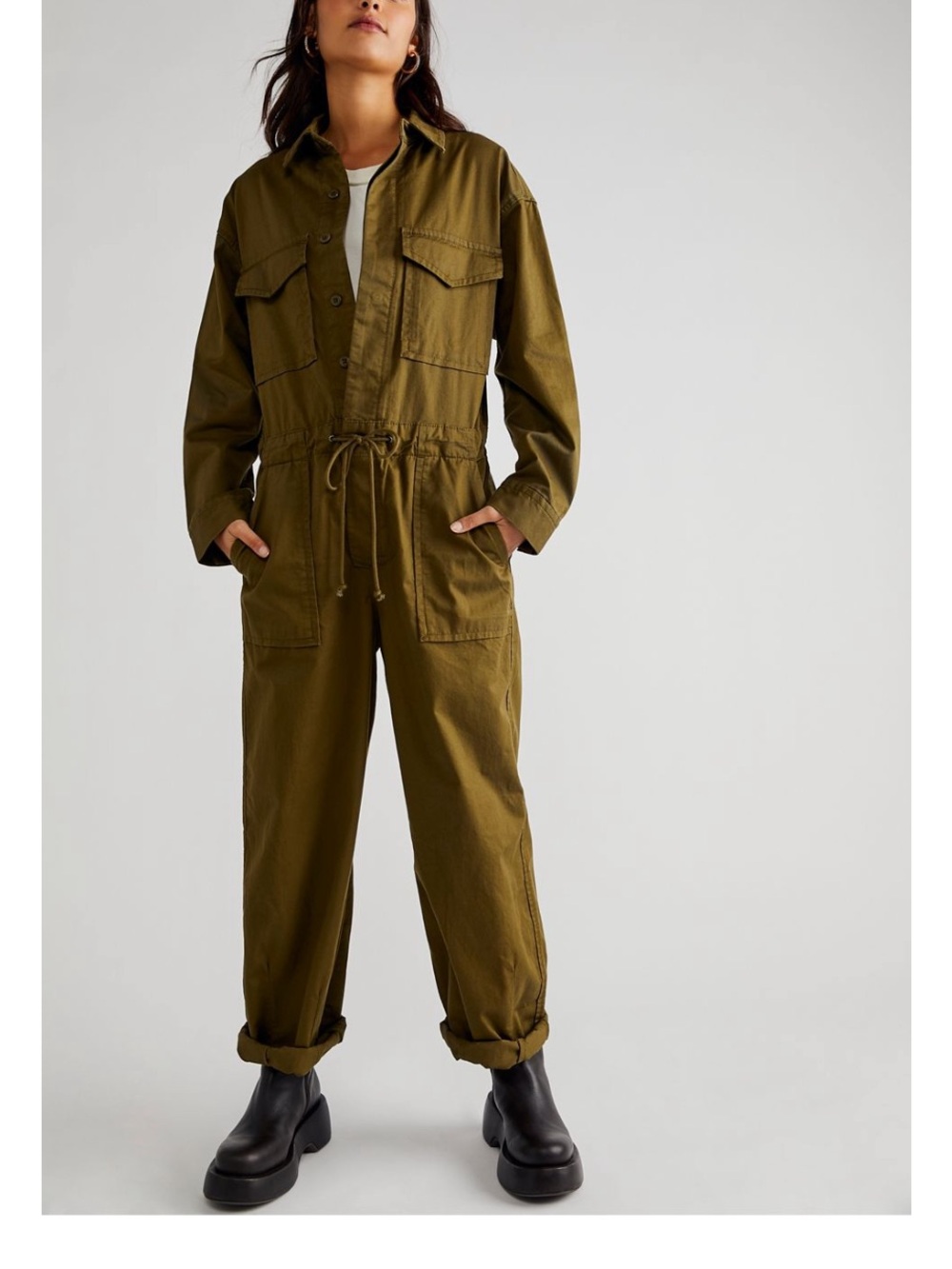 Levi's Olive Drawstring-Waist Utility Jumpsuit